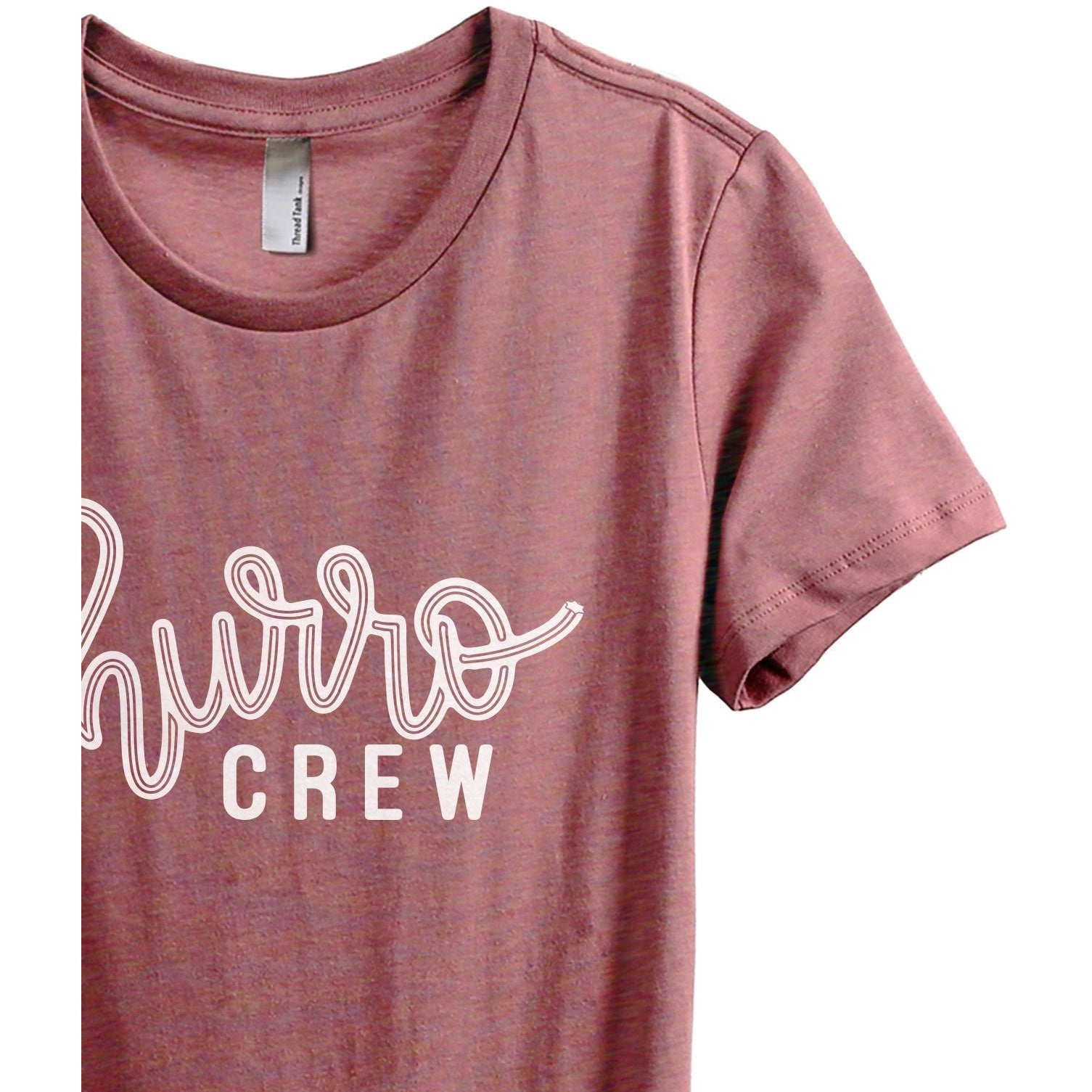 Churro Crew Women's Relaxed Crewneck T-Shirt Top Tee Heather Rouge Zoom Details
