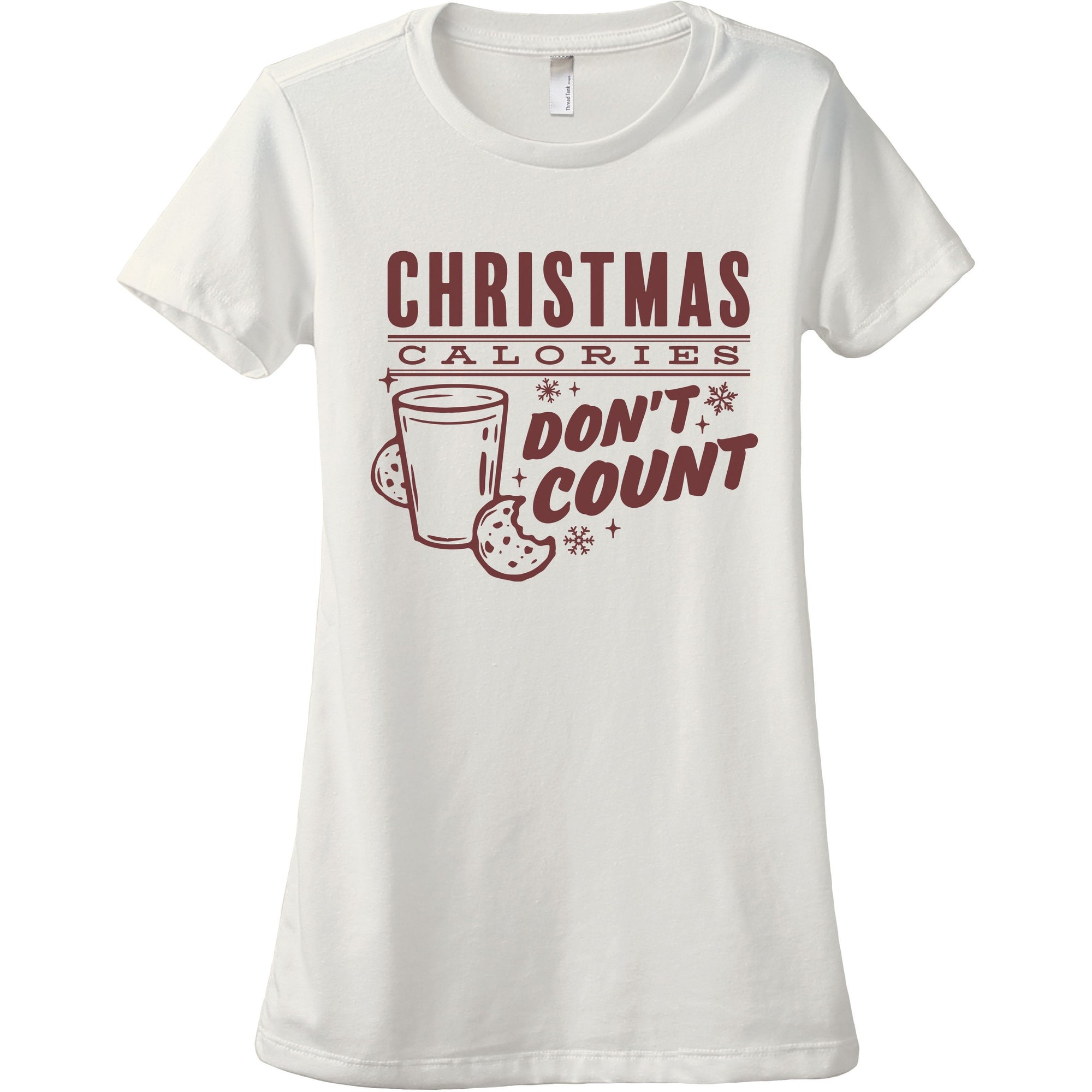 Christmas Calories Don't Count Women's Relaxed Crewneck T-Shirt Top Tee Vintage White