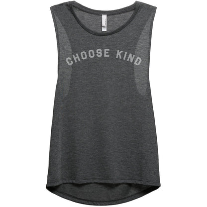 Choose Kind Women's Relaxed Muscle Tank Tee Charcoal