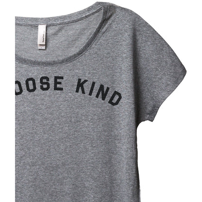 Choose Kind Women's Relaxed Slouchy Dolman T-Shirt Tee Heather Grey Closeup Details
