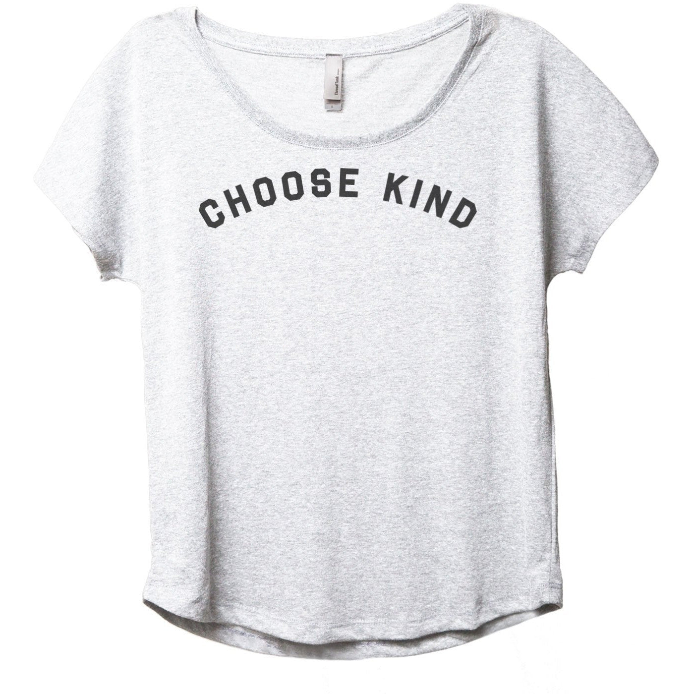 Choose Kind Women's Relaxed Slouchy Dolman T-Shirt Tee Heather White