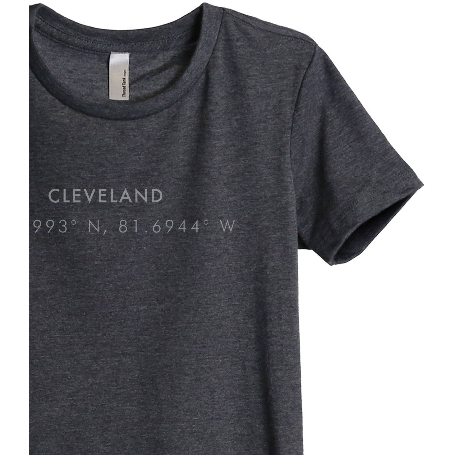Cleveland Ohio Coordinates Women's Relaxed Crewneck T-Shirt Top Tee Charcoal Grey Zoom Details