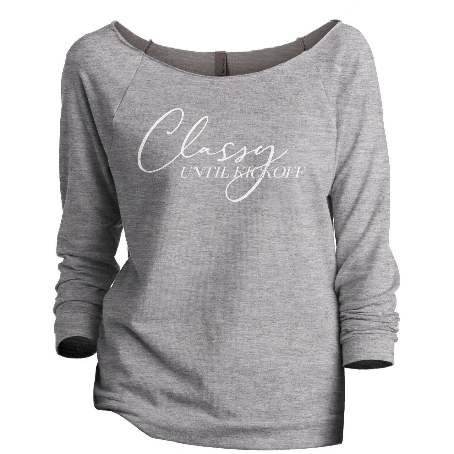 Classy Until Kickoff Women's Graphic Printed Slouchy 3/4 Sleeves ...