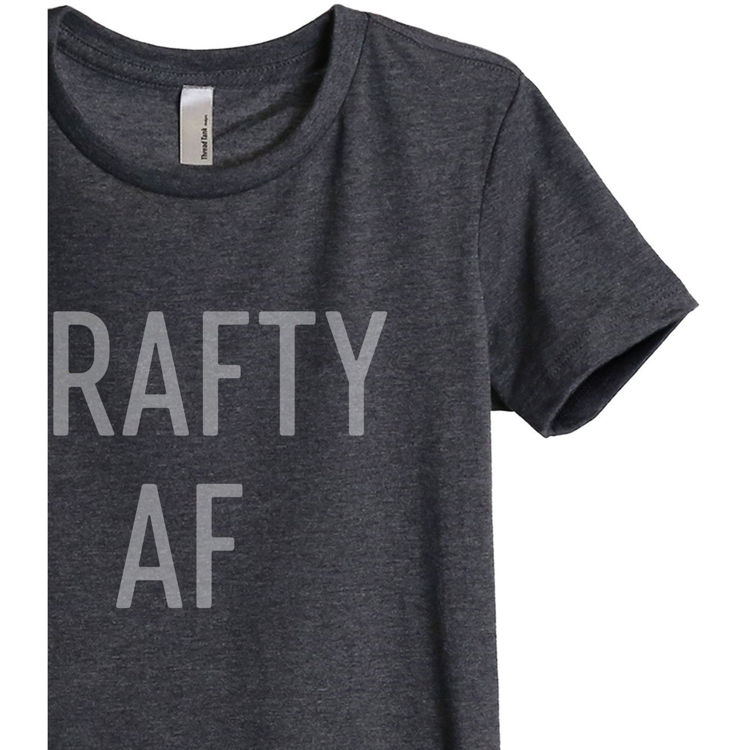 Crafty AF Women's Relaxed Crewneck T-Shirt Top Tee Charcoal Grey Zoom Details