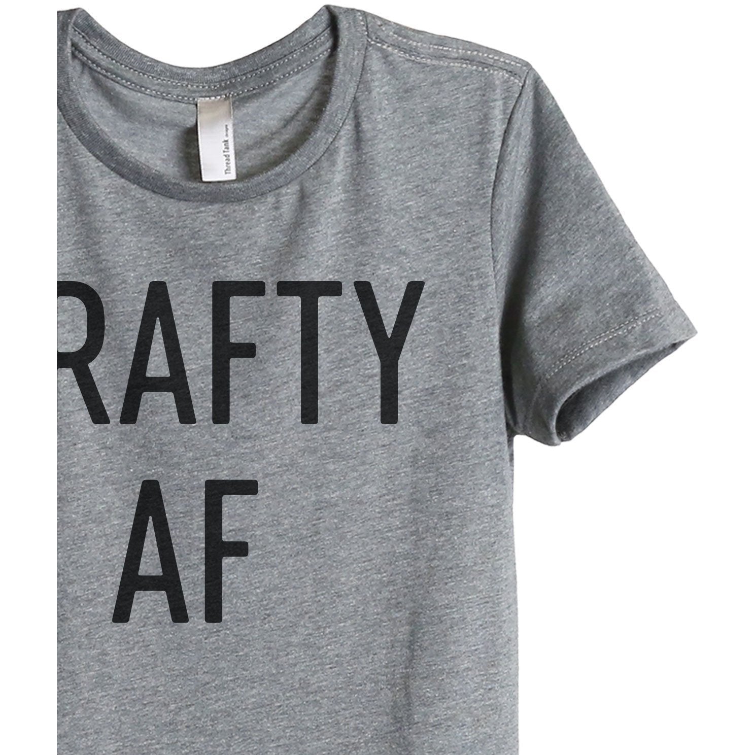 Crafty AF Women's Relaxed Crewneck T-Shirt Top Tee Heather Grey Zoom Details
