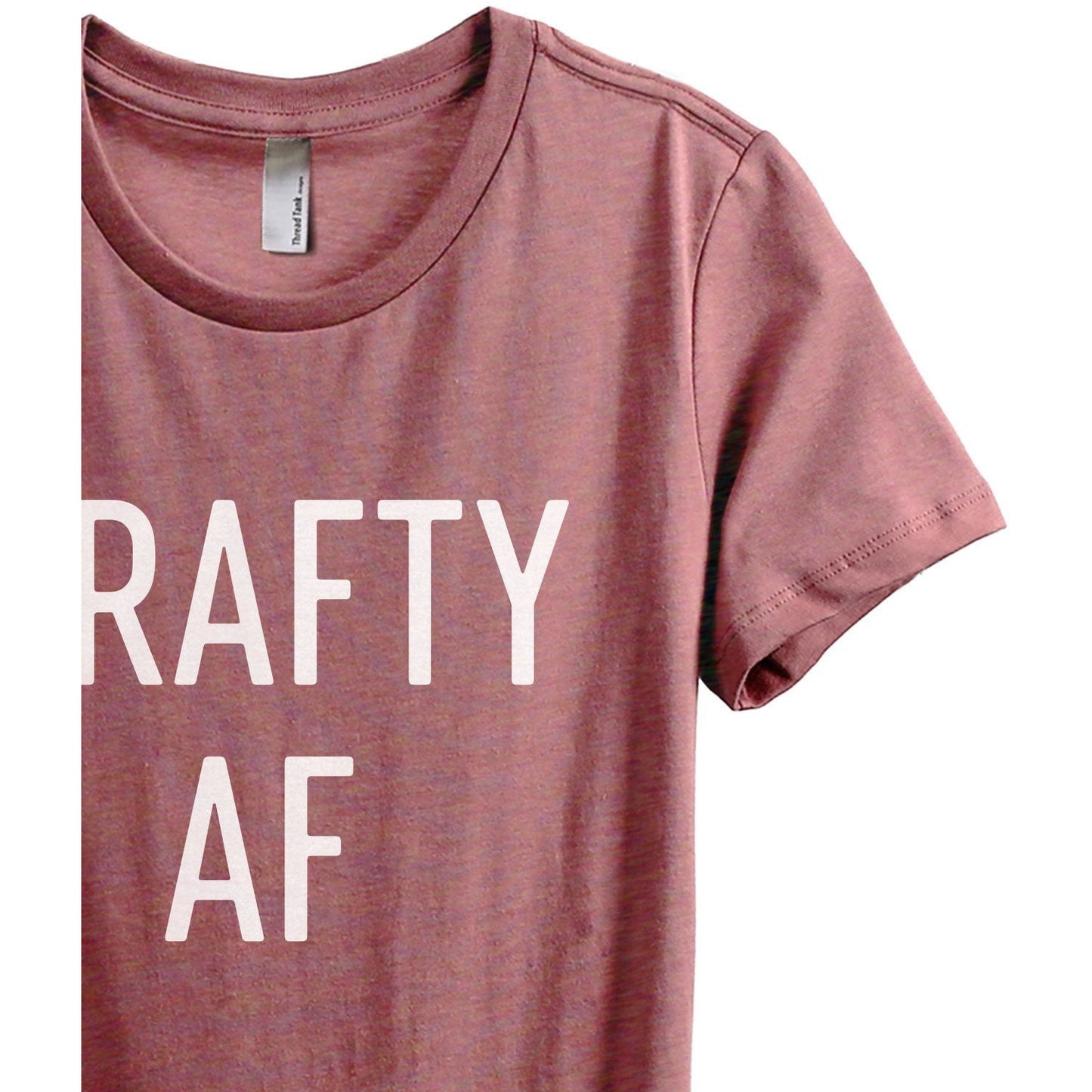 Crafty AF Women's Relaxed Crewneck T-Shirt Top Tee Heather Rouge Zoom Details
