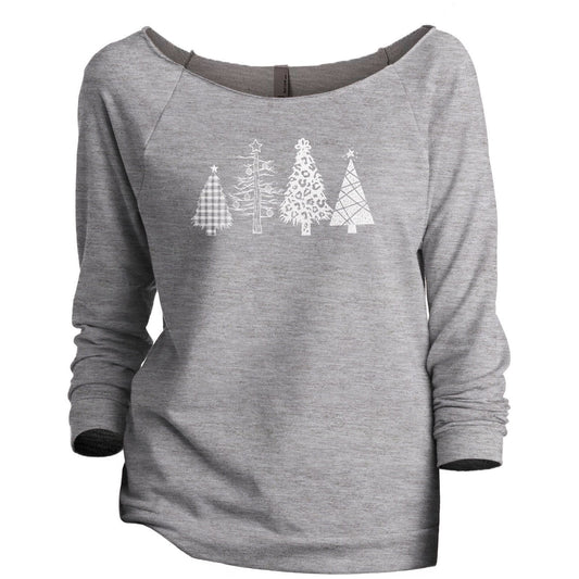 Christmas Tree Season Women's Graphic Printed Lightweight Slouchy 3/4 Sleeves Sweatshirt Sport Grey