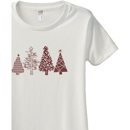 Christmas Tree Season Women's Relaxed Crewneck T-Shirt Top Tee Vintage White Scarlet Scarlet Print Zoom Details
