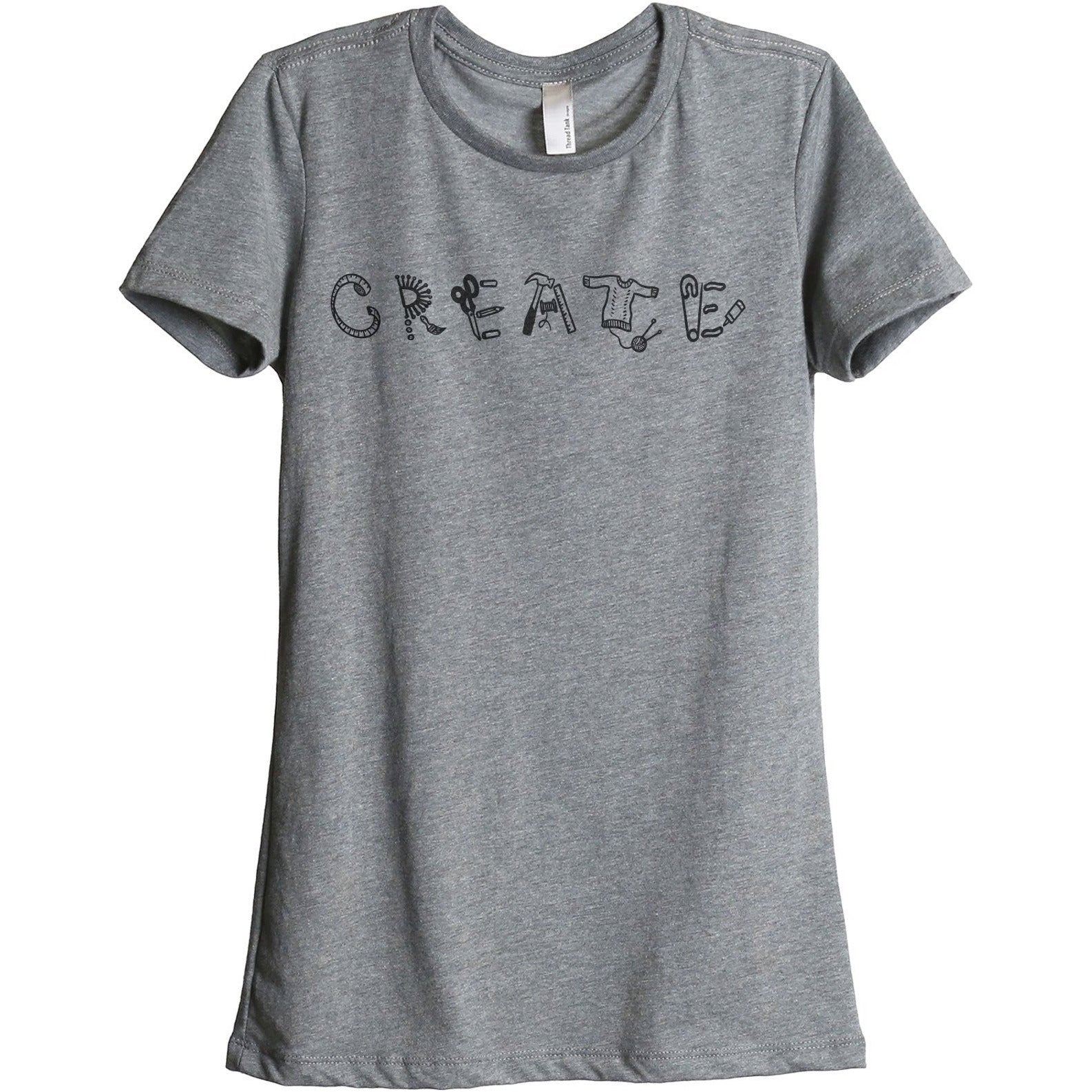 Create Women's Relaxed Crewneck T-Shirt Top Tee Heather Grey