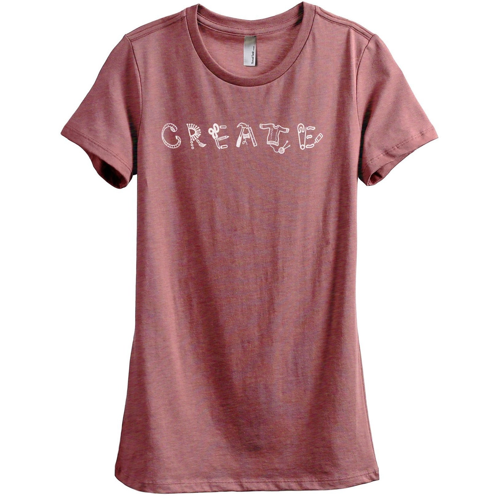 Create Women's Relaxed Crewneck T-Shirt Top Tee Heather Rouge
