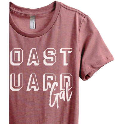 Coast Guard Gal Women's Relaxed Crewneck T-Shirt Top Tee Heather Rouge Zoom Details
