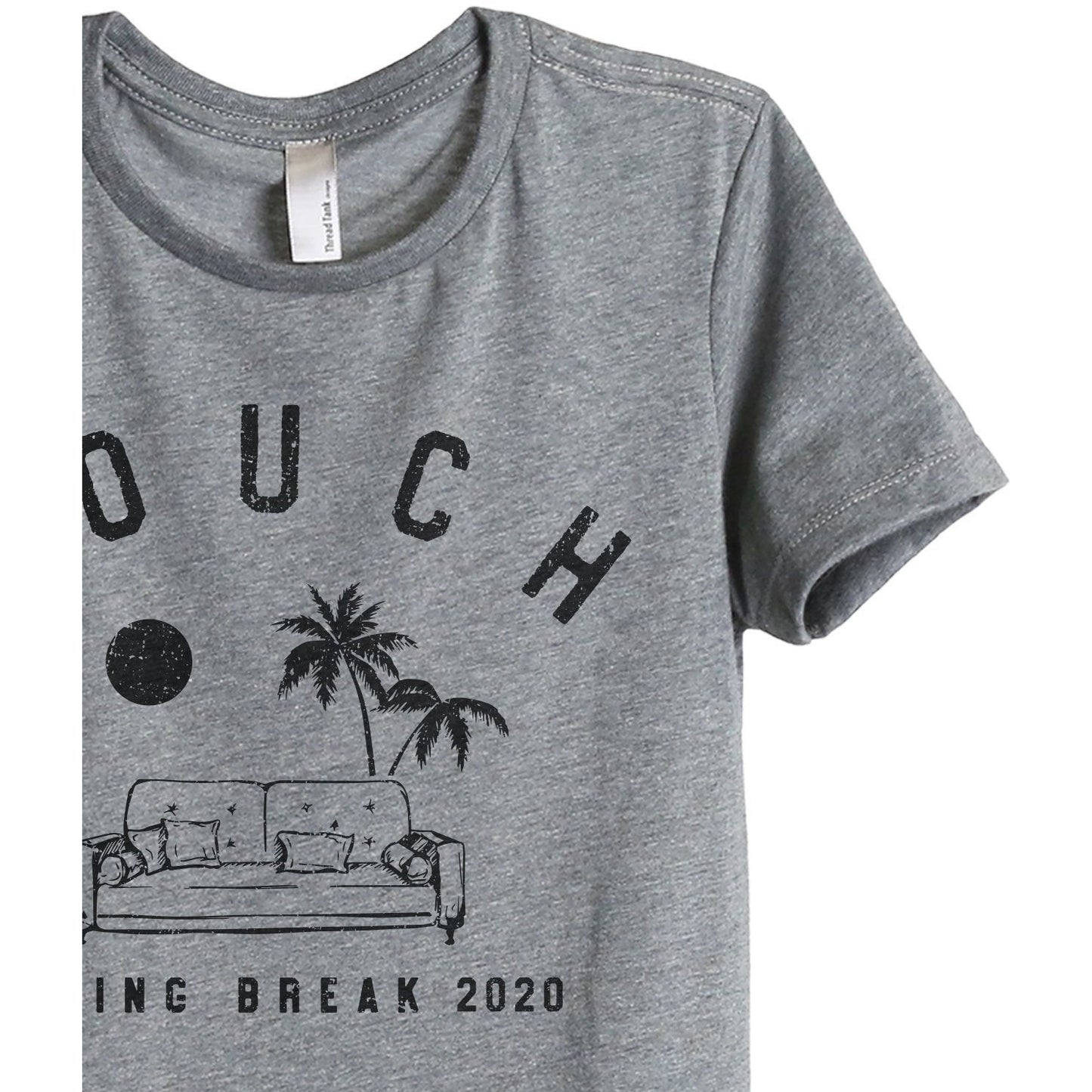 Couch Spring Break Women's Relaxed Crewneck T-Shirt Top Tee Heather Grey Zoom Details
