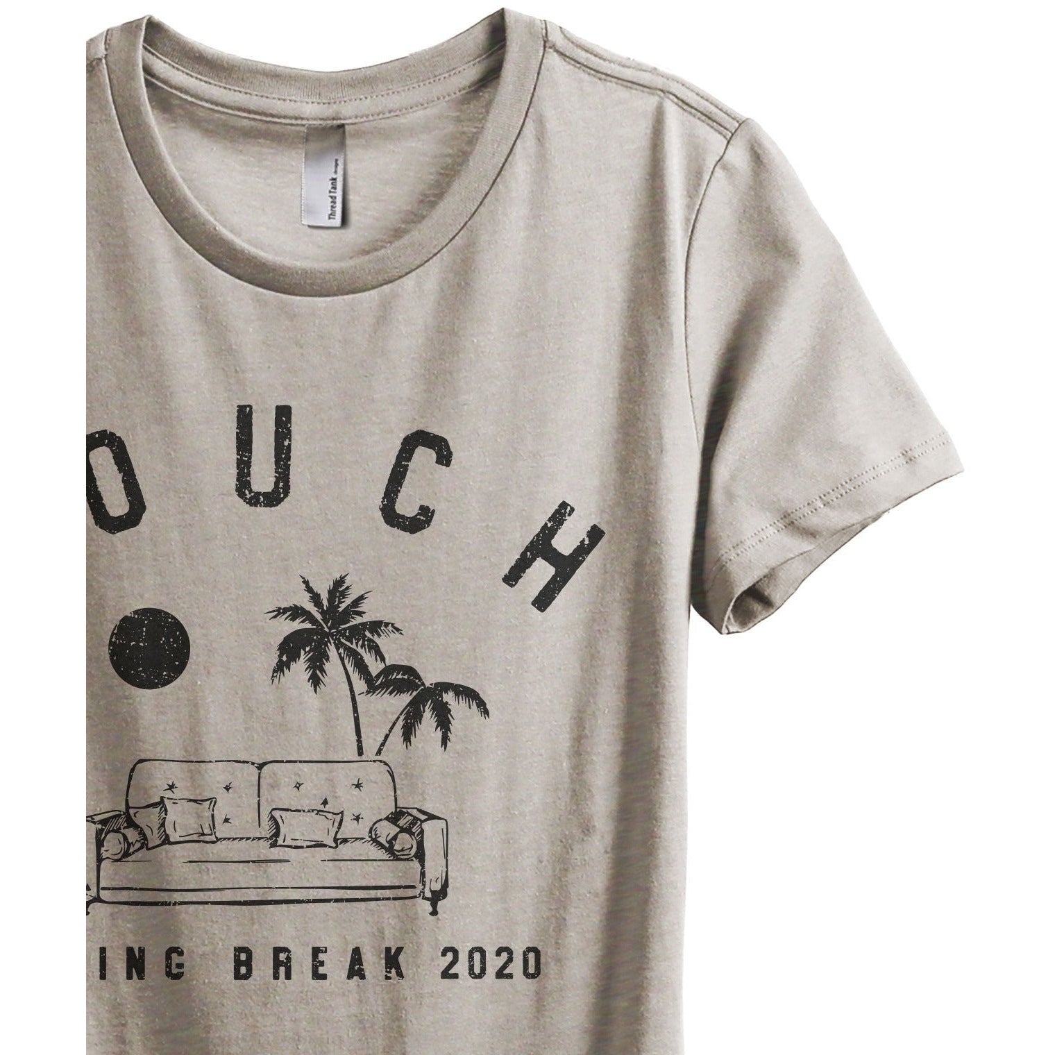 Couch Spring Break Women's Relaxed Crewneck T-Shirt Top Tee Charcoal Grey Zoom Details