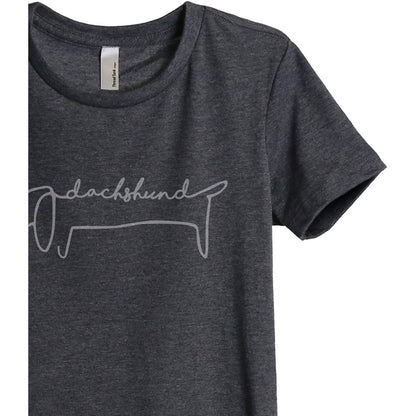 Dachshund Line Art Women's Relaxed Crewneck T-Shirt Top Tee Charcoal Grey Zoom Details