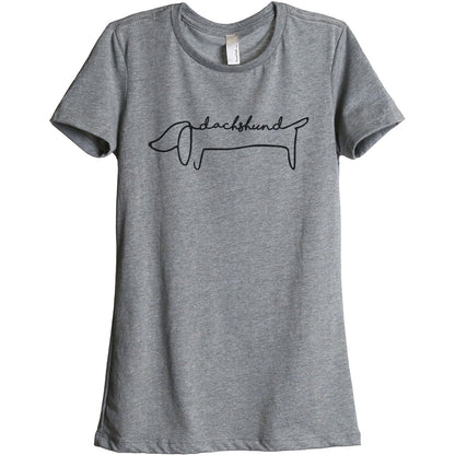 Dachshund Line Art Women's Relaxed Crewneck T-Shirt Top Tee Heather Grey