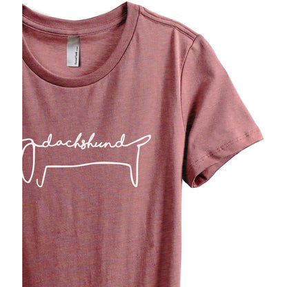 Dachshund Line Art Women's Relaxed Crewneck T-Shirt Top Tee Heather Rouge Zoom Details
