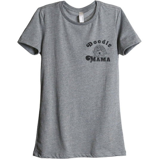 Doodle Mama Women's Relaxed Crewneck T-Shirt Top Tee Heather Grey