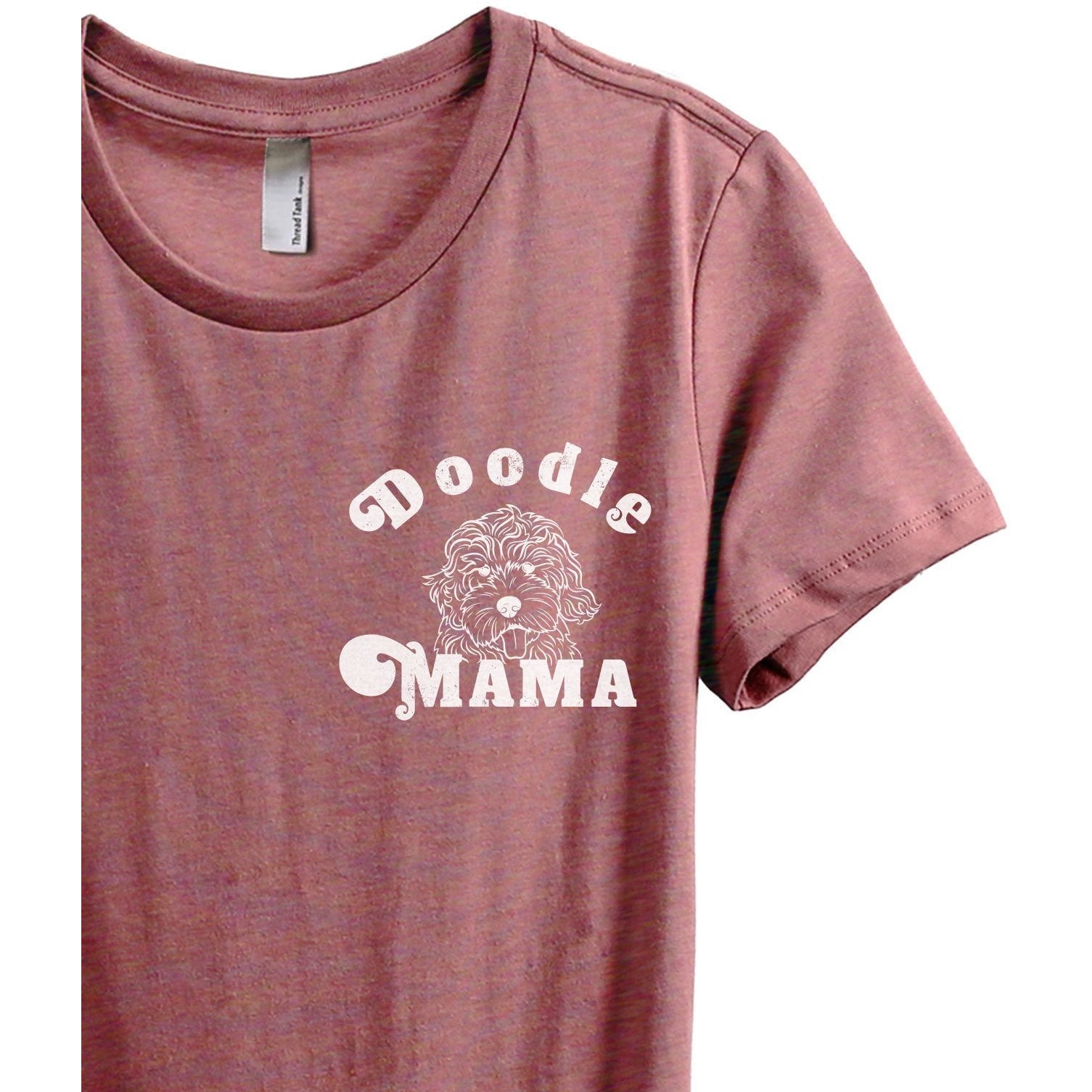 Doodle Mama Women's Relaxed Crewneck T-Shirt Top Tee Heather Rouge Zoom Details
