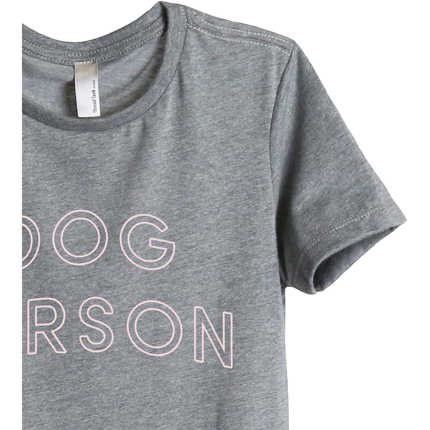 Dog Person Women's Relaxed Crewneck T-Shirt Top Tee Heather Grey Zoom Details
