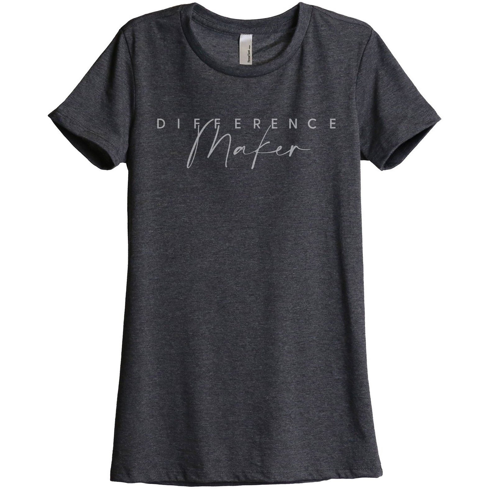 Difference Maker Women's Relaxed Crewneck T-Shirt Top Tee Charcoal Grey
