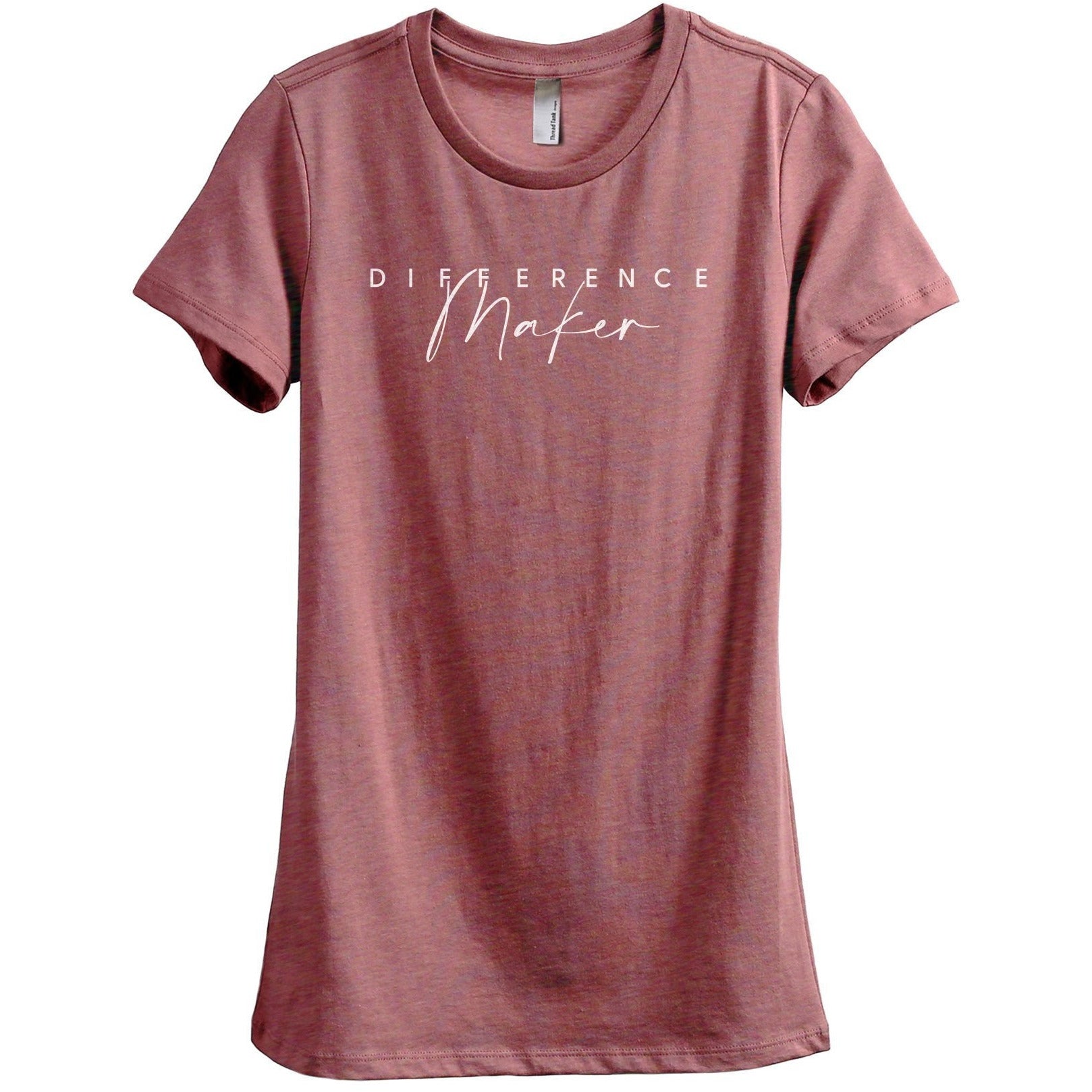 Difference Maker Women's Relaxed Crewneck T-Shirt Top Tee Heather Rouge