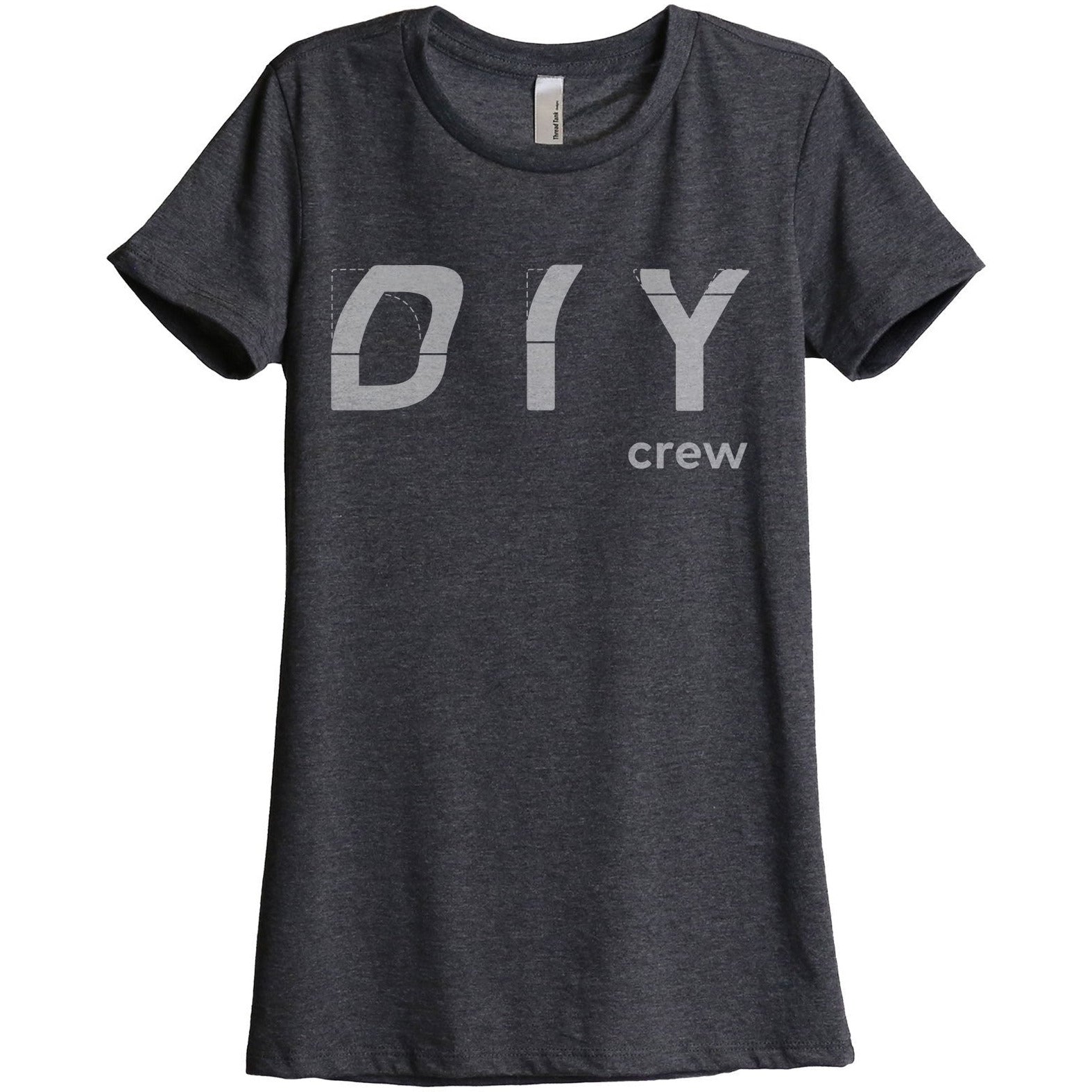 DIY Crew Women's Relaxed Crewneck T-Shirt Top Tee Charcoal Grey
