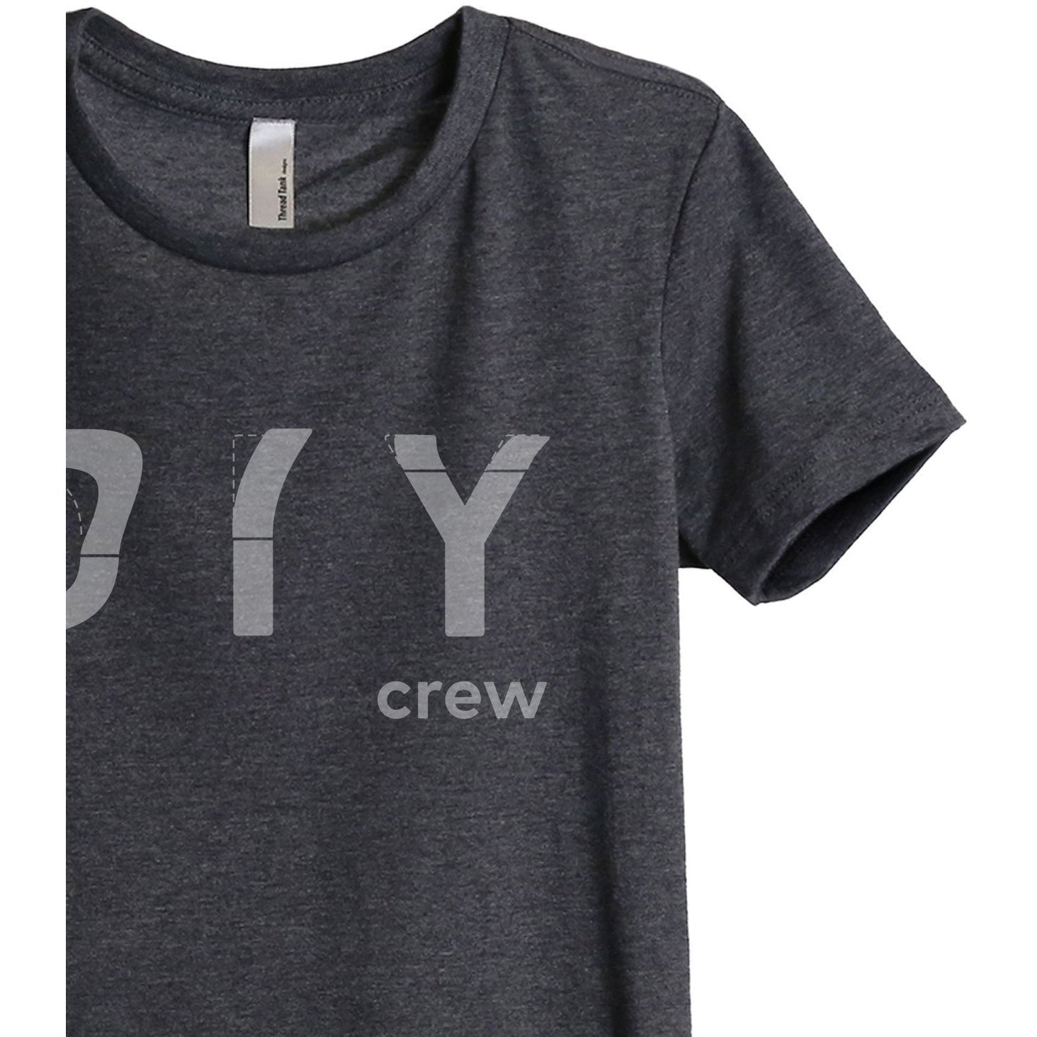 DIY Crew Women's Relaxed Crewneck T-Shirt Top Tee Charcoal Grey Zoom Details