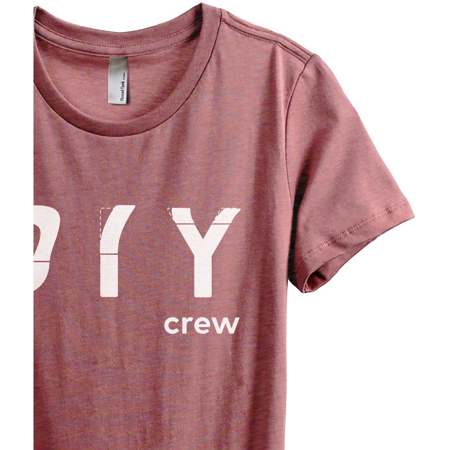 DIY Crew Women's Relaxed Crewneck T-Shirt Top Tee Heather Rouge Zoom Details
