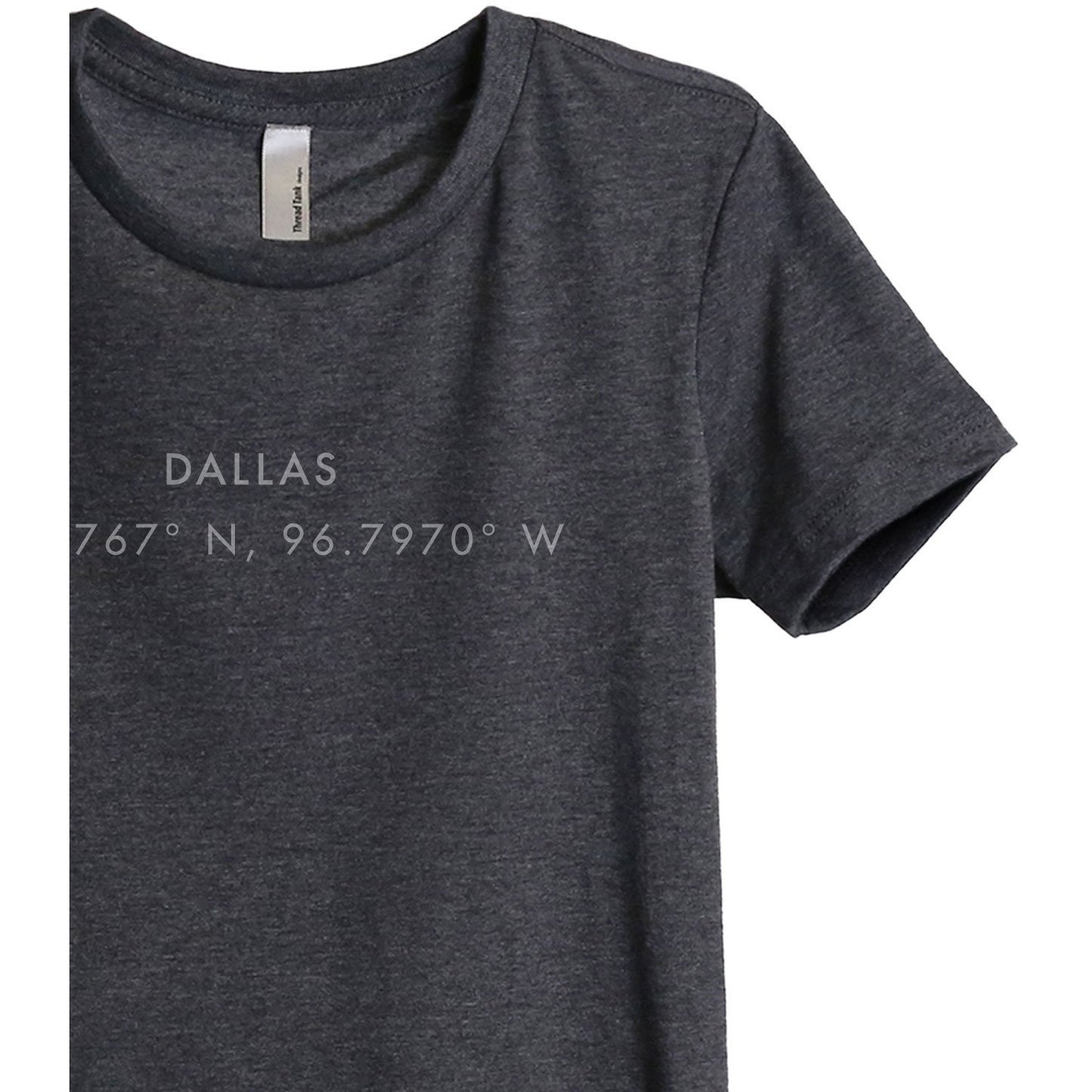 Dallas Texas Coordinates Women's Relaxed Crewneck T-Shirt Top Tee Charcoal Grey Zoom Details