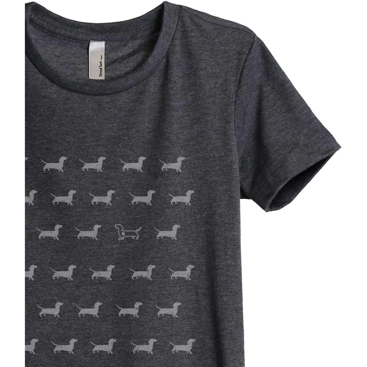 Dachshund Stand Out Women's Relaxed Crewneck T-Shirt Top Tee Charcoal Grey Zoom Details