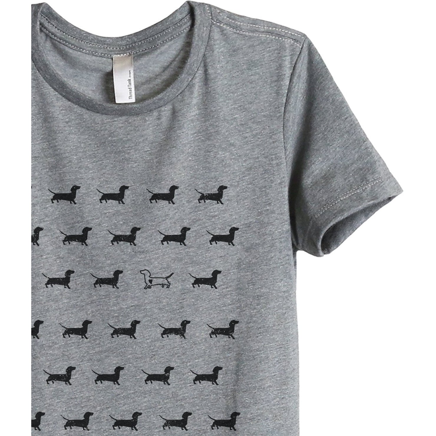 Dachshund Stand Out Women's Relaxed Crewneck T-Shirt Top Tee Heather Grey Zoom Details
