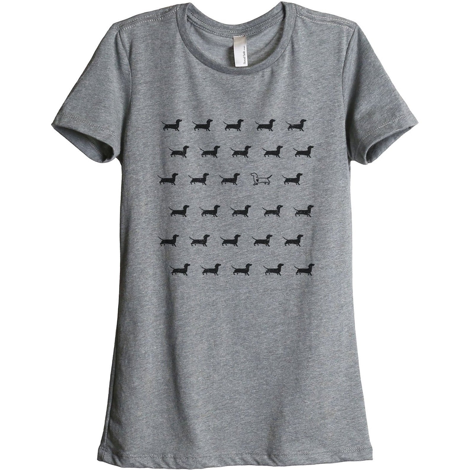Dachshund Stand Out Women's Relaxed Crewneck T-Shirt Top Tee Heather Grey