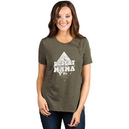 Desert Mama Women's Relaxed Crewneck T-Shirt Top Tee Heather Sage Model