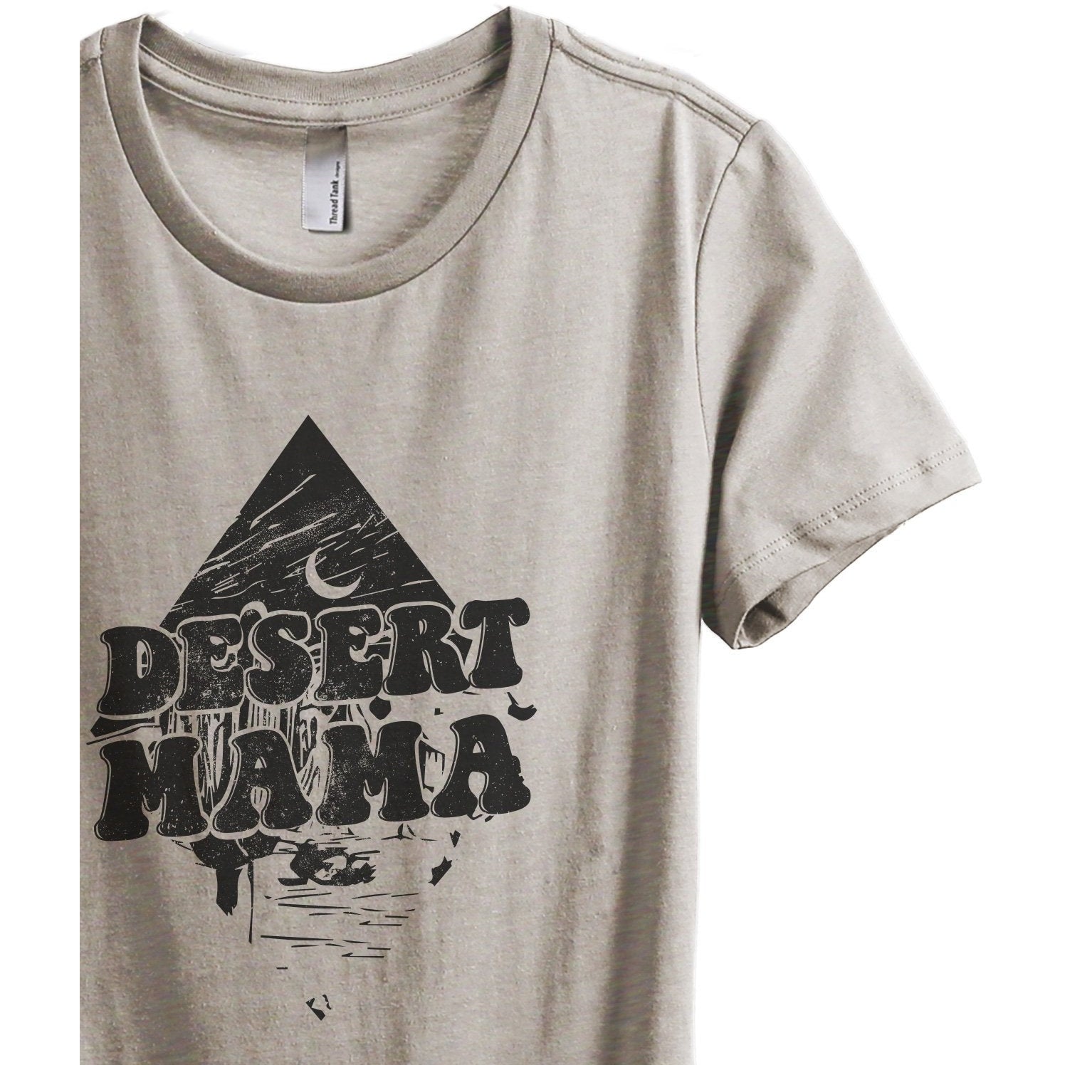 Desert Mama Women's Relaxed Crewneck T-Shirt Top Tee Heather Tan Zoom Details
