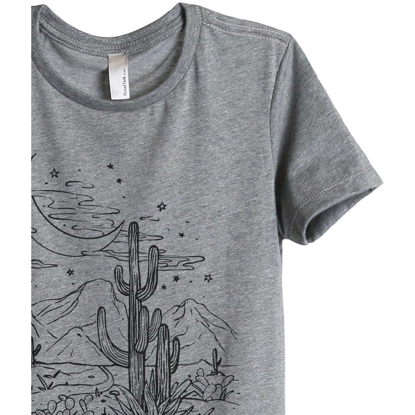 Desert Dreams Women's Relaxed Crewneck T-Shirt Top Tee Heather Grey Zoom Details
