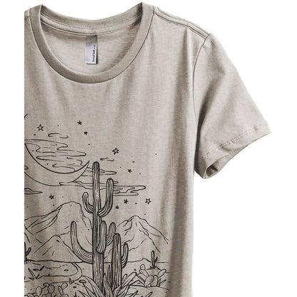 Desert Dreams Women's Relaxed Crewneck T-Shirt Top Tee Charcoal Grey Zoom Details