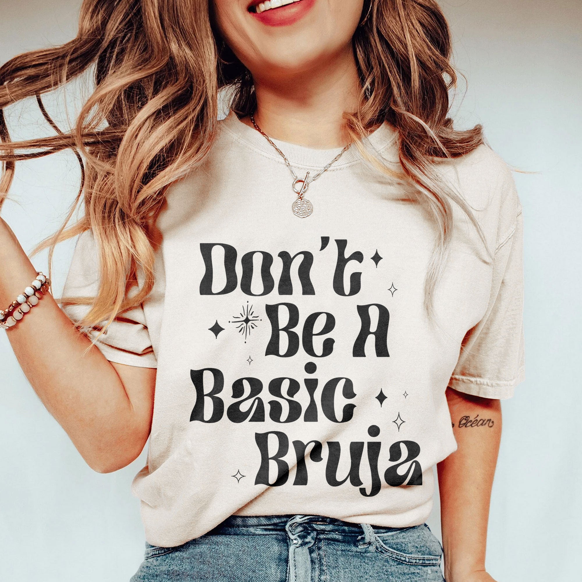 dont be a basic bruja oversized garment dyed shirt