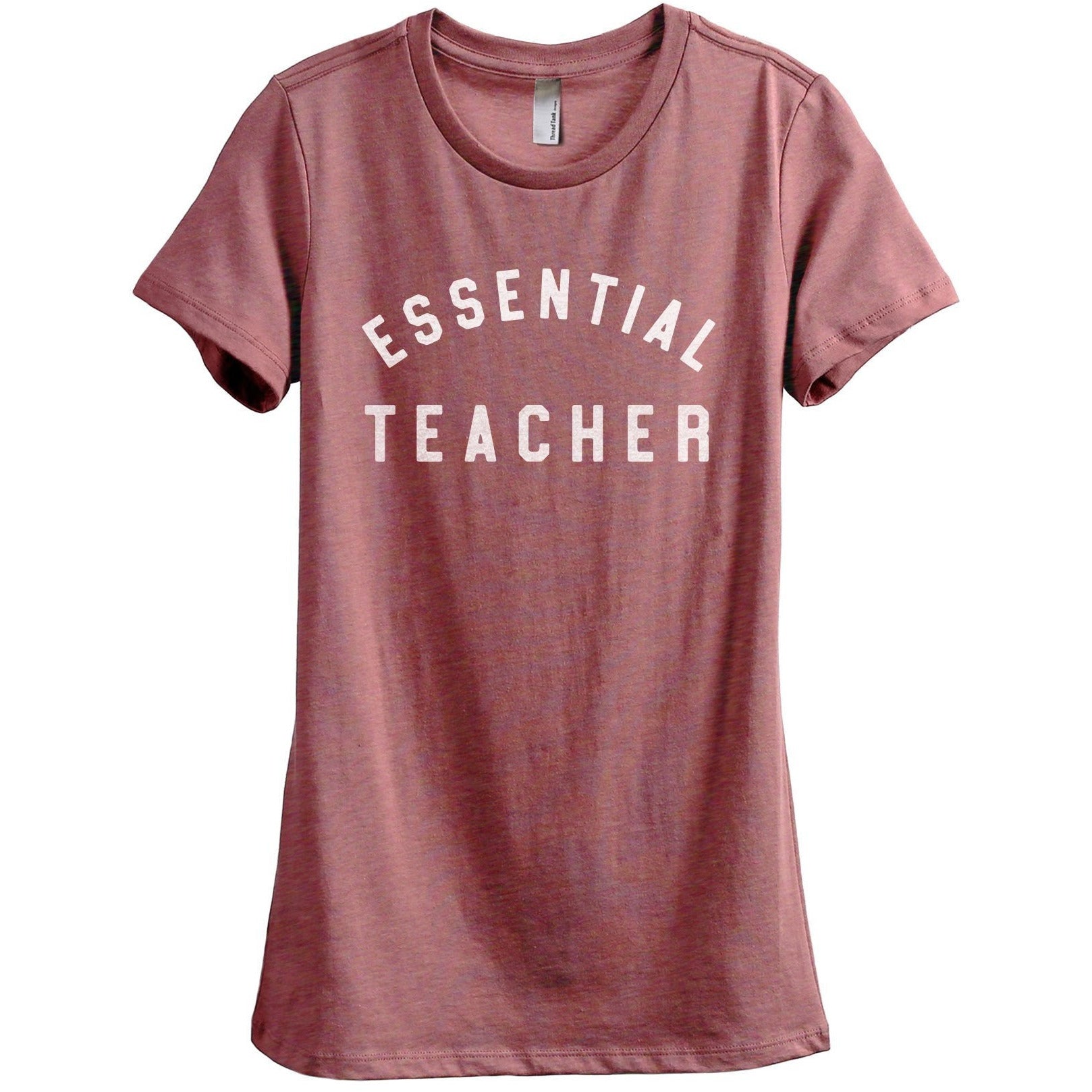 Essential Teacher Women's Relaxed Crewneck T-Shirt Top Tee Heather Rouge Grey
