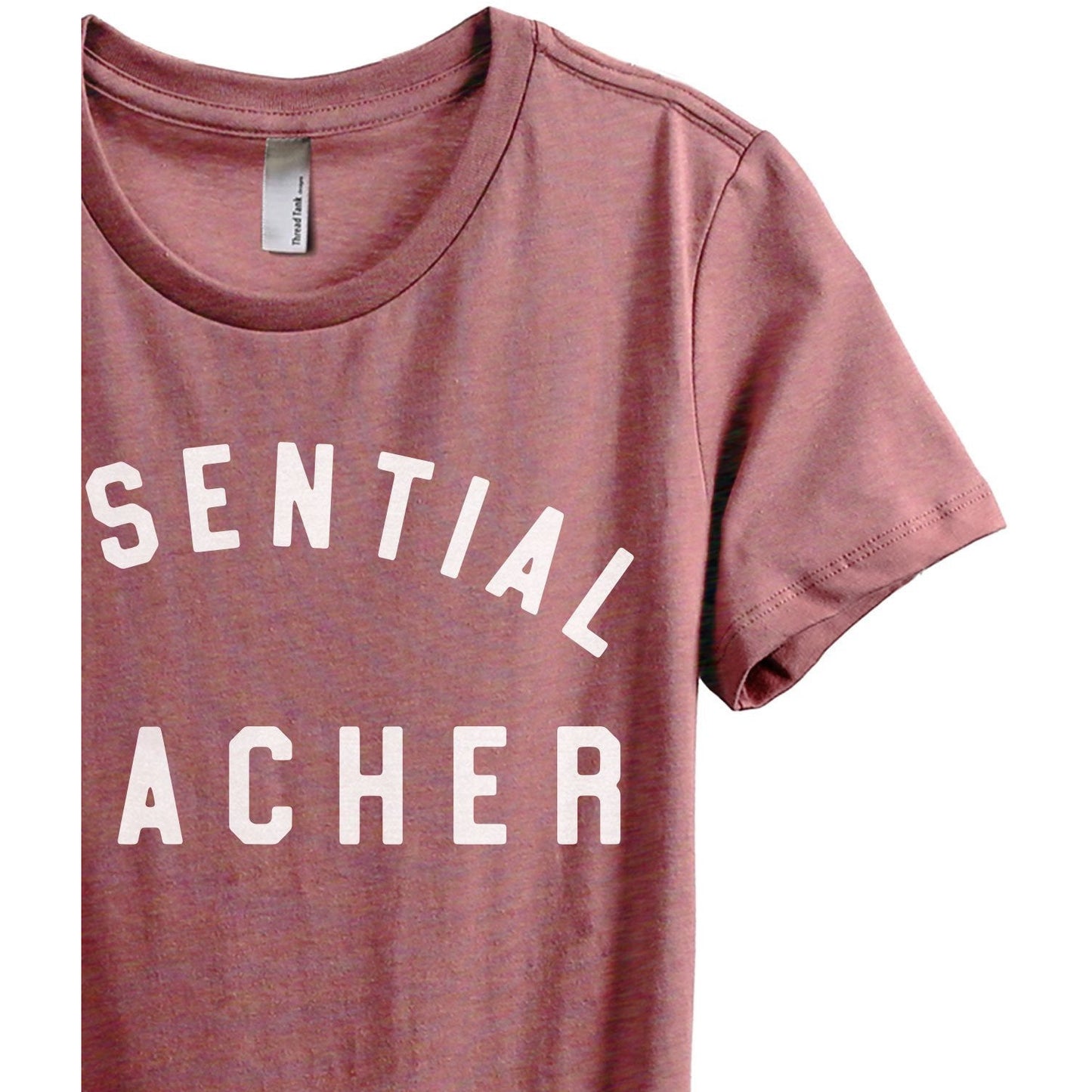 Essential Teacher Women's Relaxed Crewneck T-Shirt Top Tee Heather Rouge Grey Zoom Details