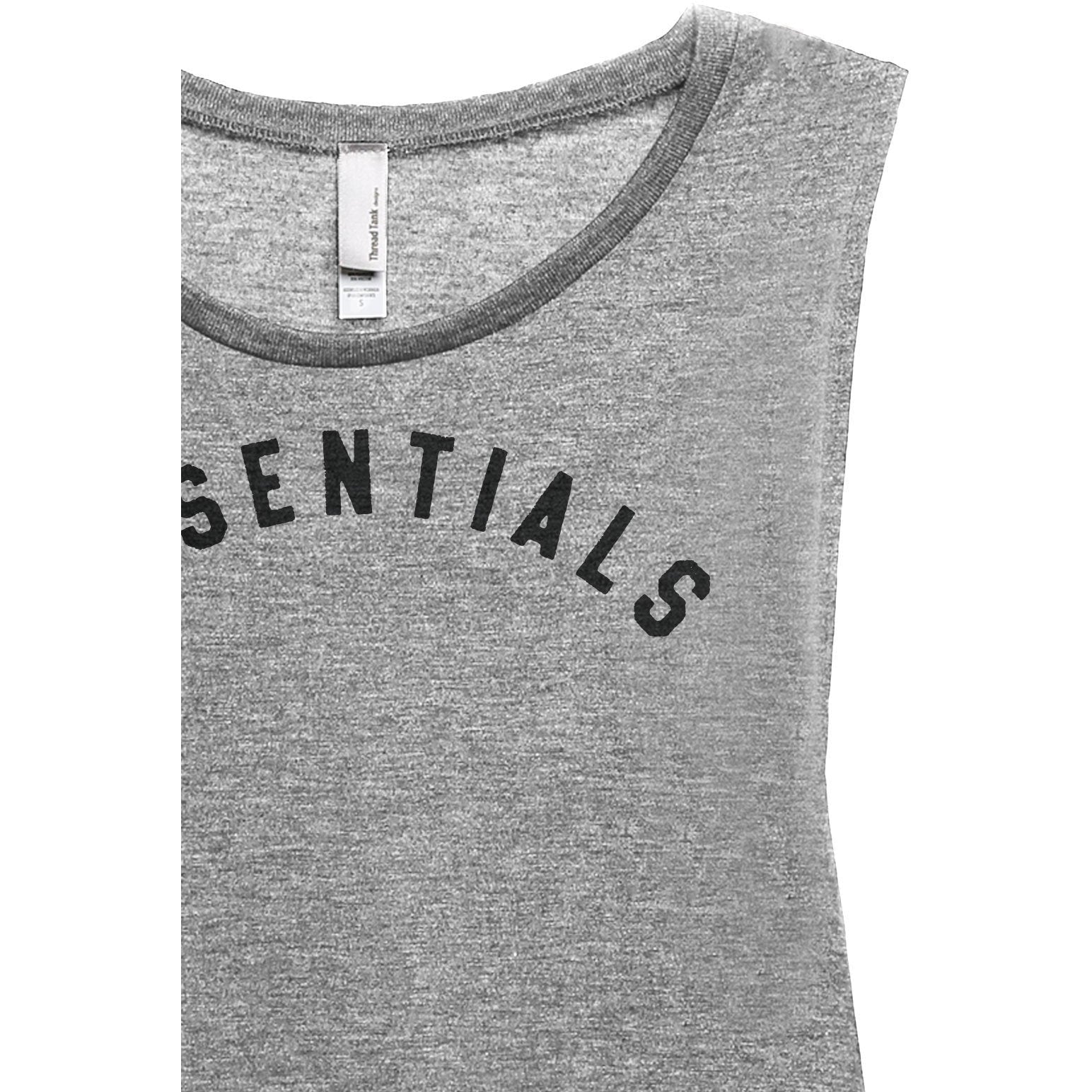Essentials Women's Relaxed Muscle Tank Tee Heather Grey Closeup Details
