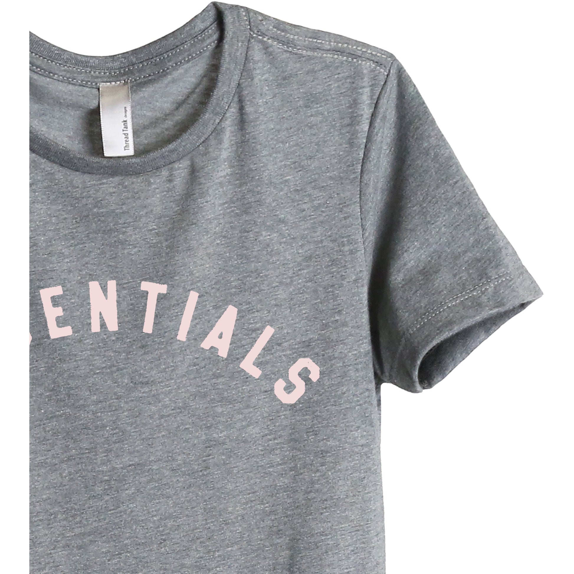 Essentials Women's Relaxed Crewneck T-Shirt Top Tee Heather Grey Zoom Details
