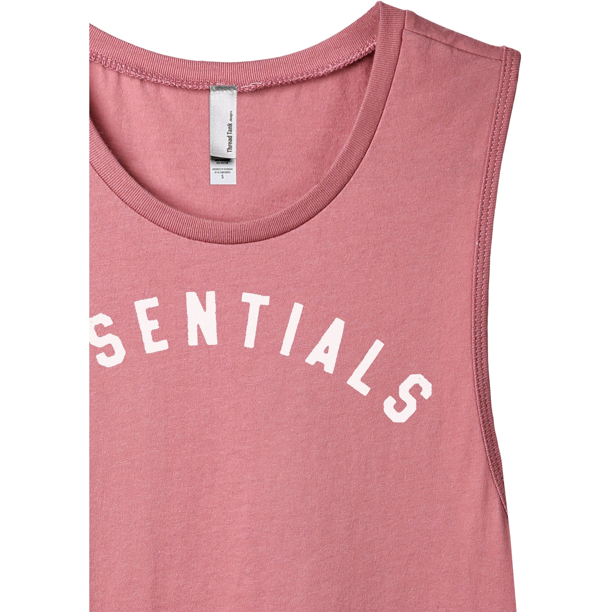 Essentials Women's Relaxed Muscle Tank Tee Rouge Closeup Details
