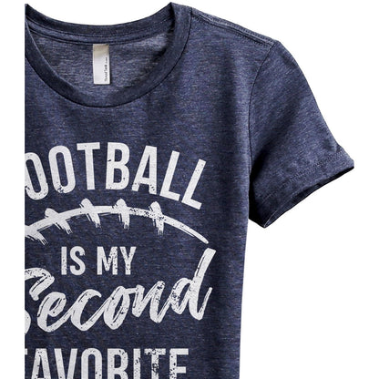 Football Is My Second Favorite F Word Women's Relaxed Crewneck T-Shirt Top Tee Heather Navy Grey Zoom Details