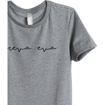 Foreva Eva Women's Relaxed Crewneck T-Shirt Top Tee Heather Grey Zoom Details
