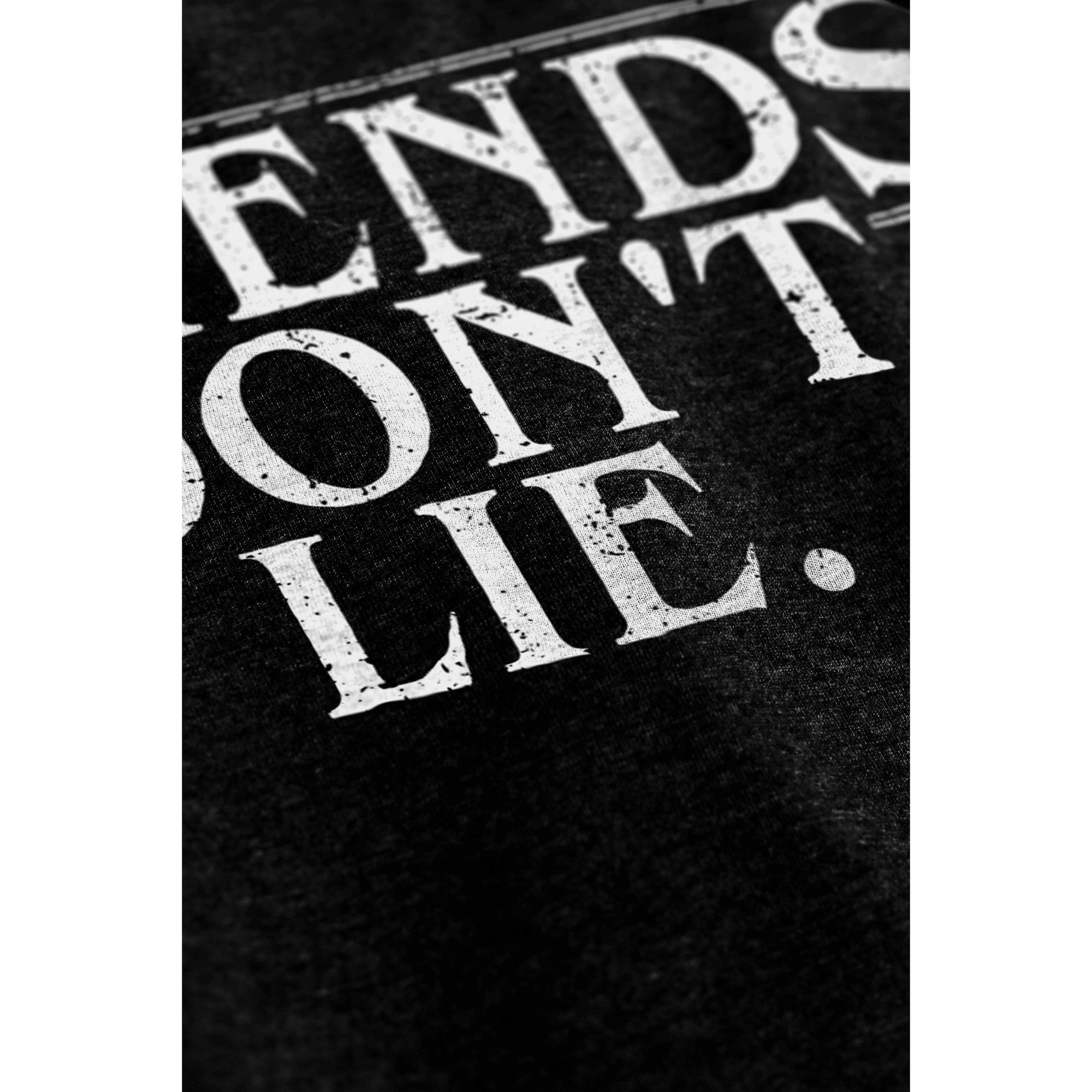 Friends Dont Lie Women's Relaxed Crewneck T-Shirt Top Tee Heather Black Closeup Image