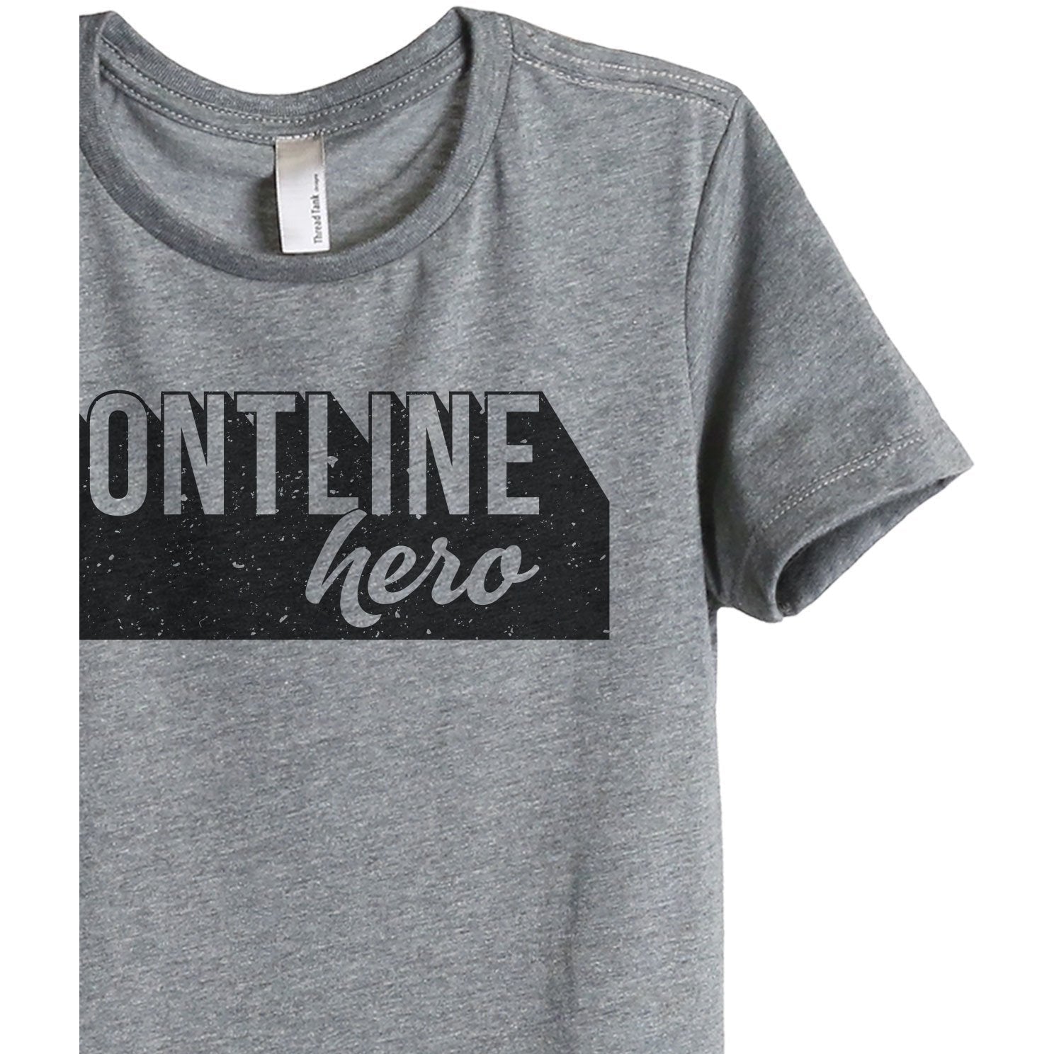 Frontline Hero Women's Relaxed Crewneck T-Shirt Top Tee Heather Grey