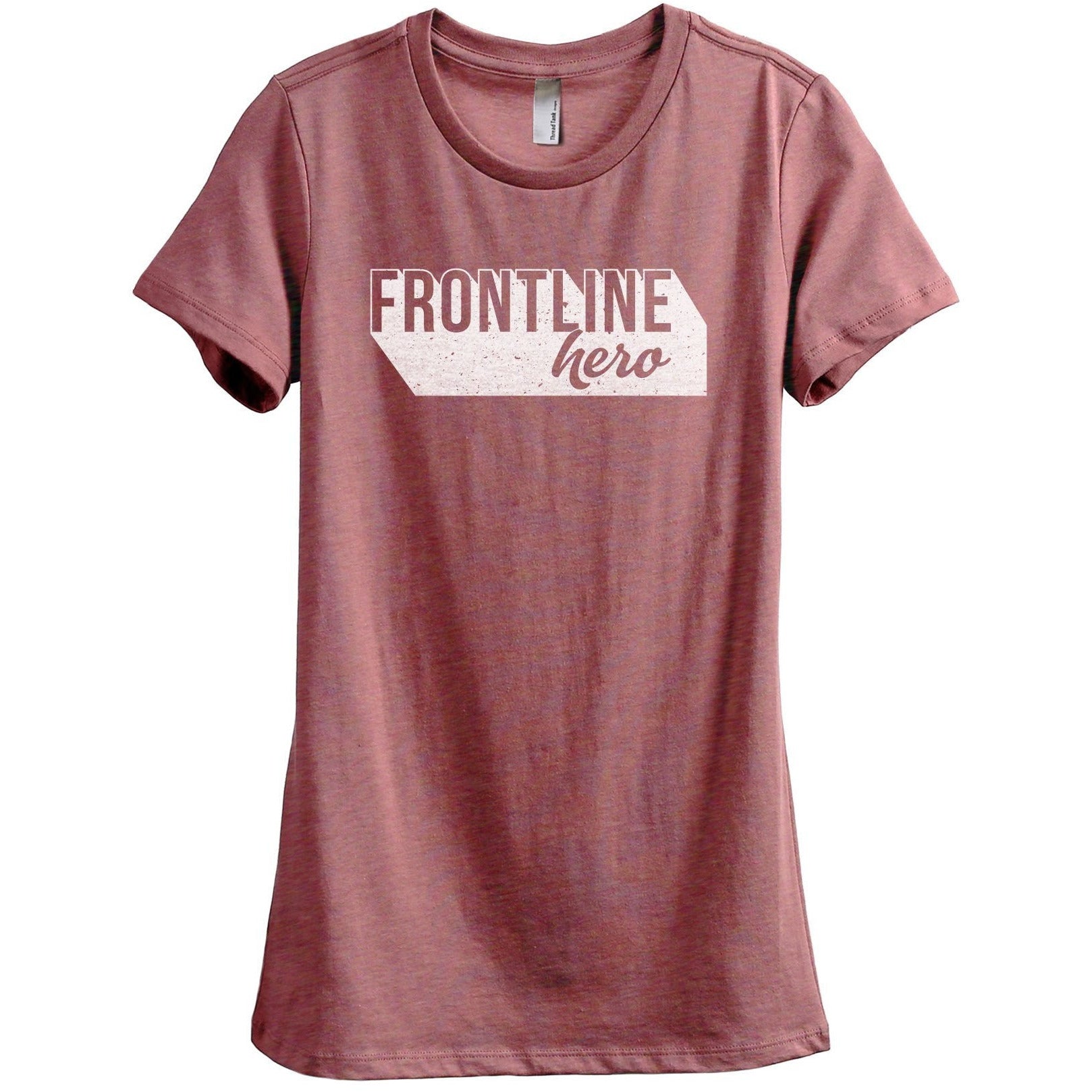Frontline Hero Women's Relaxed Crewneck T-Shirt Top Tee Heather Rouge