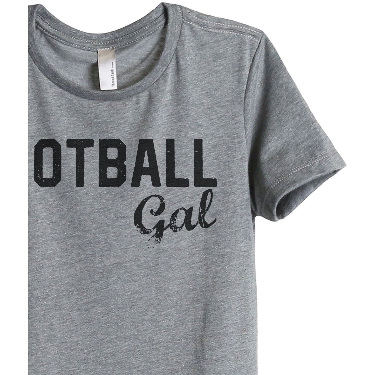Football Gal Women's Relaxed Crewneck T-Shirt Top Tee Heather Grey Zoom Details

