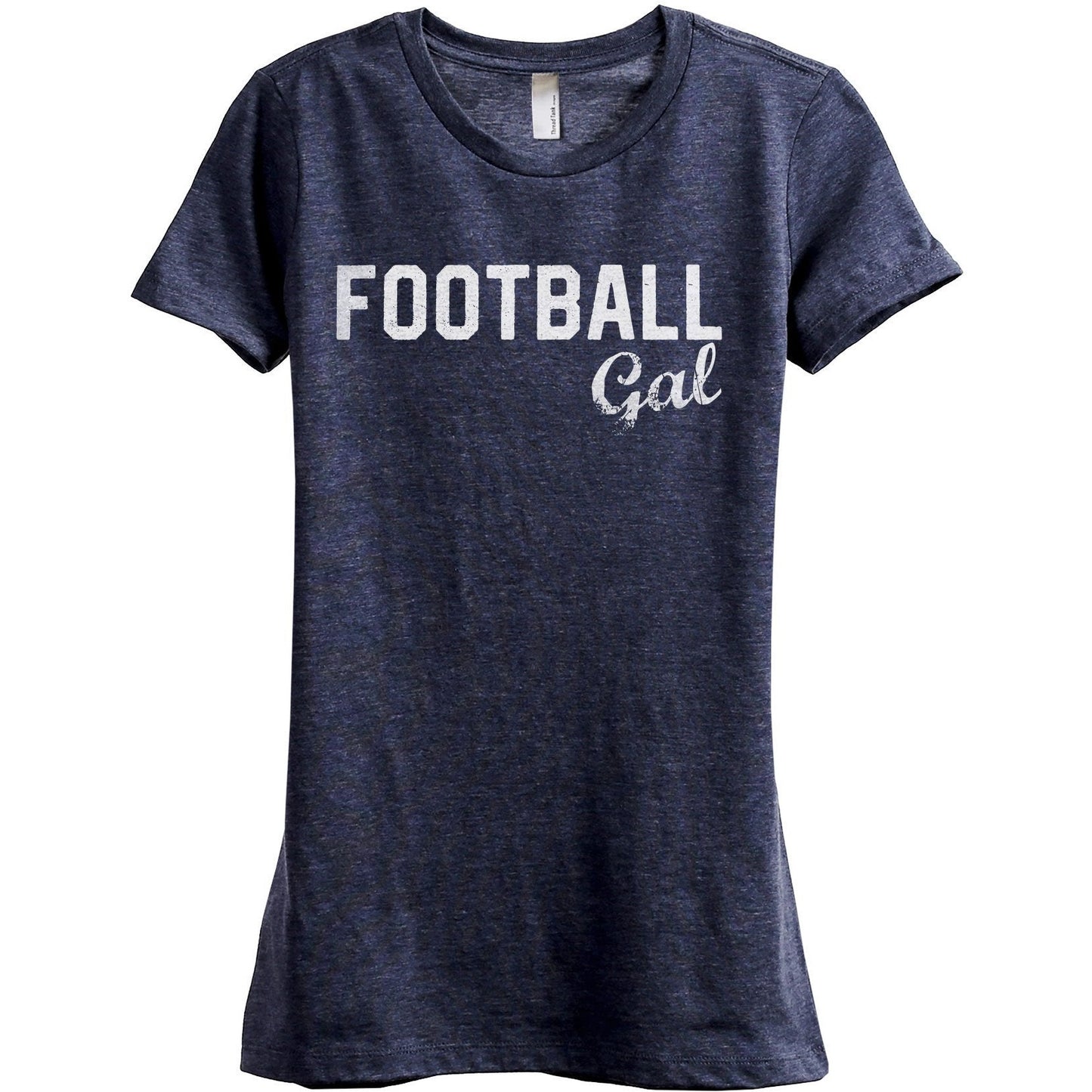 Football Gal Women's Relaxed Crewneck T-Shirt Top Tee Heather Navy Grey
