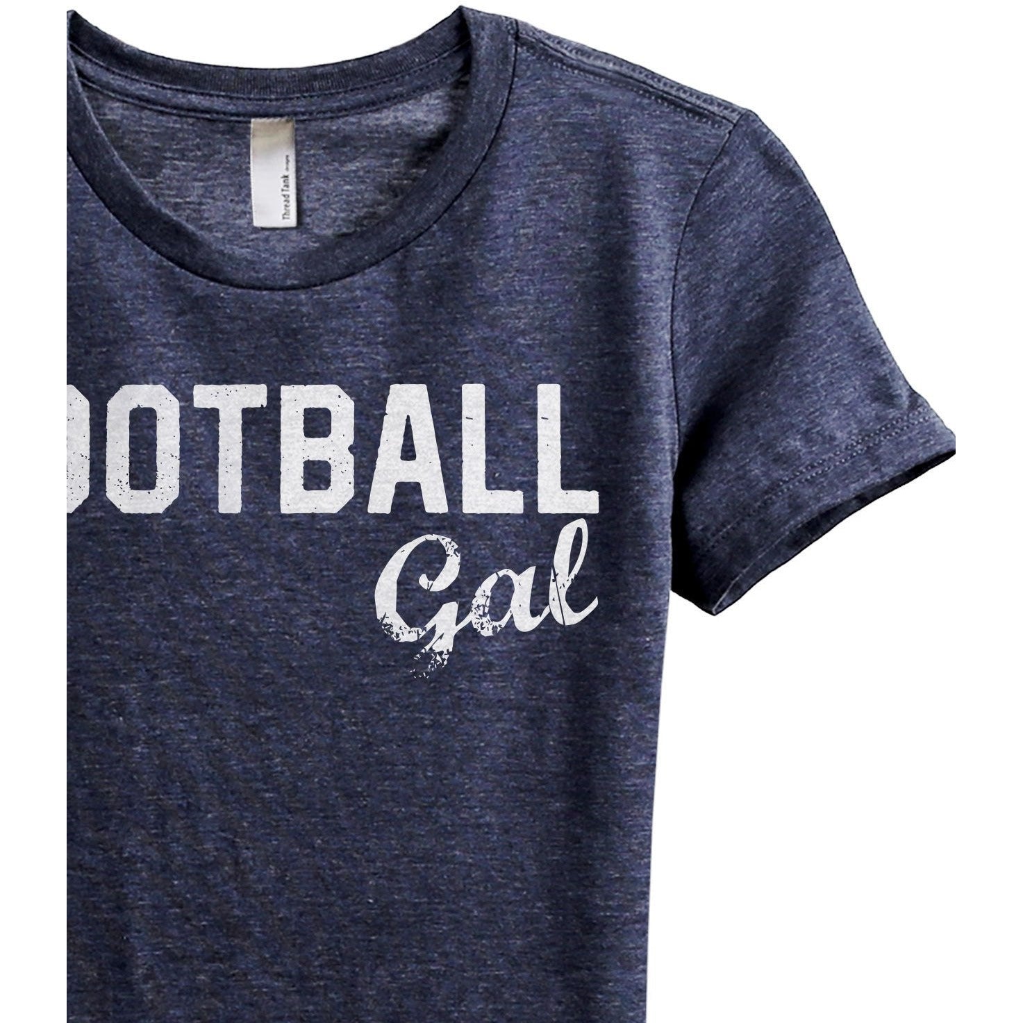 Football Gal Women's Relaxed Crewneck T-Shirt Top Tee Heather Navy Grey Zoom Details